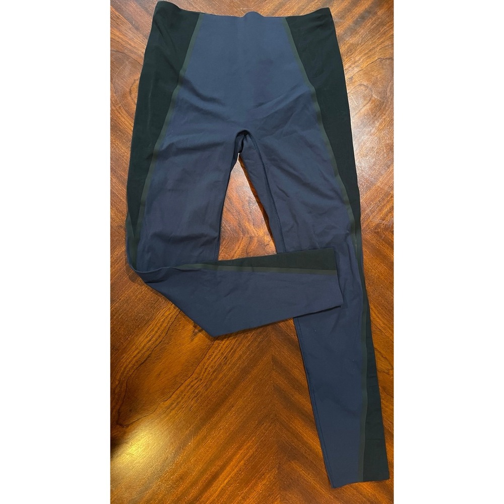 SPANX Navy and Black Colorblock Leggings